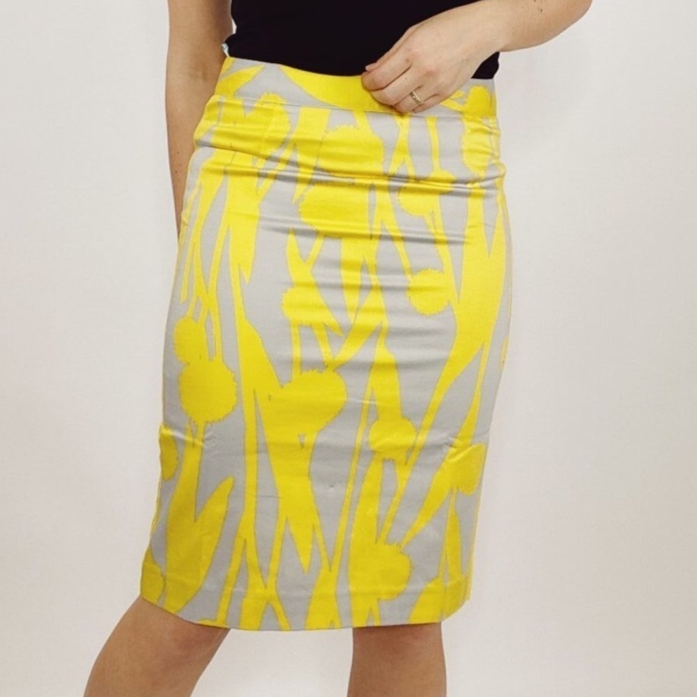 Boden Yellow Gray Dandelion Pencil Career Skirt